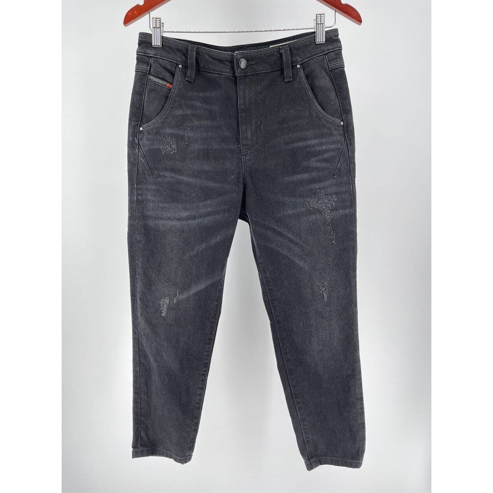 Diesel Fayza Evo Jeans Black Relaxed Boyfriend Low Waist Distressed Size 26